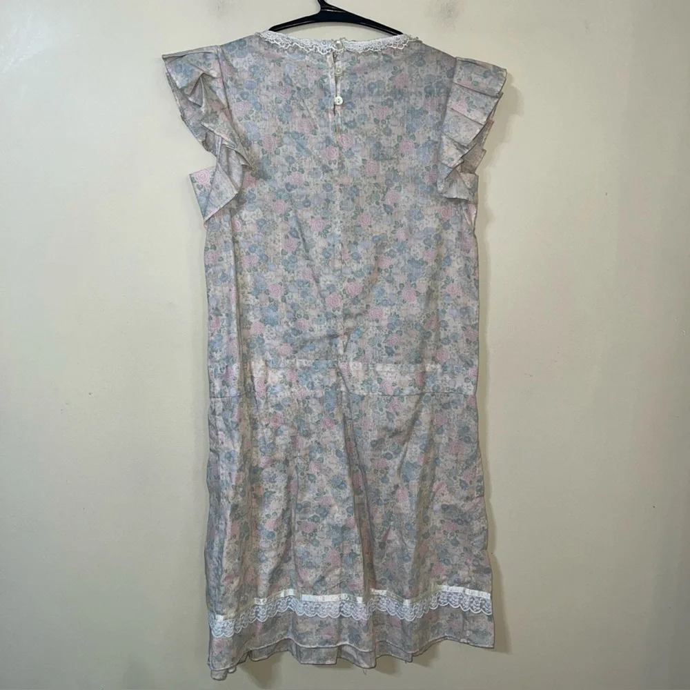 Vintage Gunne Sax Prairie Dress Girls Floral Lace Bib Collar Size 12 - Picture 3 of 3